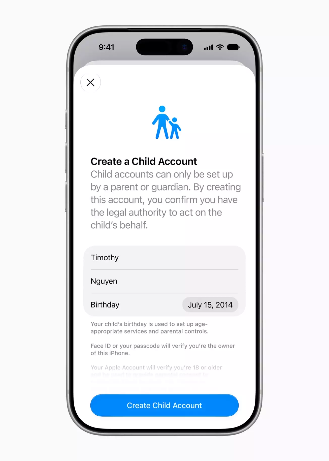 Apple device showing active parental control settings and child safety interface features